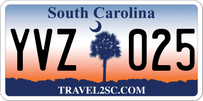 SC license plate YVZ025