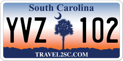 SC license plate YVZ102