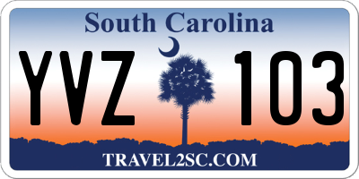 SC license plate YVZ103