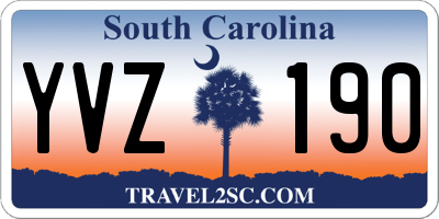 SC license plate YVZ190