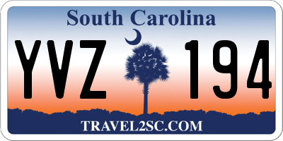 SC license plate YVZ194