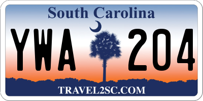 SC license plate YWA204