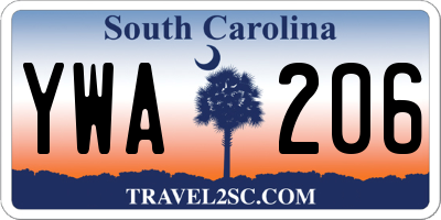 SC license plate YWA206