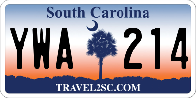 SC license plate YWA214