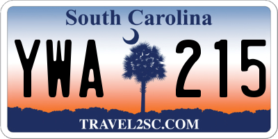 SC license plate YWA215