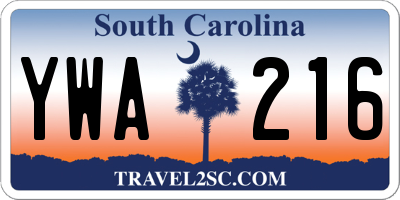 SC license plate YWA216