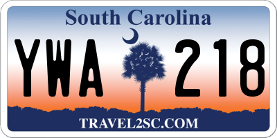 SC license plate YWA218