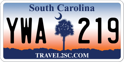 SC license plate YWA219