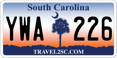 SC license plate YWA226