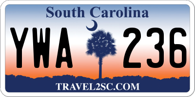 SC license plate YWA236