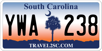 SC license plate YWA238