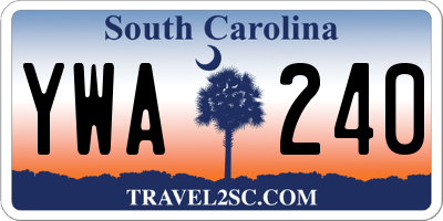 SC license plate YWA240