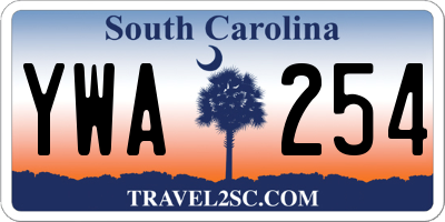 SC license plate YWA254