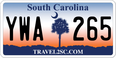 SC license plate YWA265