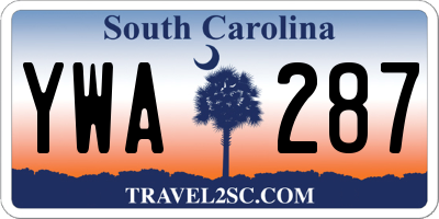 SC license plate YWA287