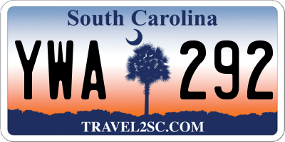 SC license plate YWA292