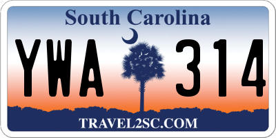 SC license plate YWA314