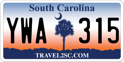 SC license plate YWA315