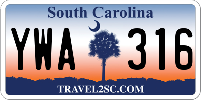 SC license plate YWA316