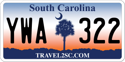 SC license plate YWA322