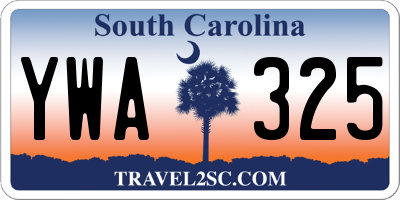 SC license plate YWA325