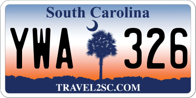 SC license plate YWA326