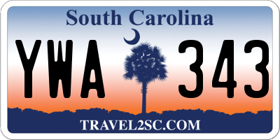 SC license plate YWA343