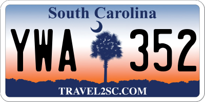 SC license plate YWA352