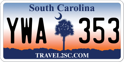 SC license plate YWA353