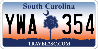 SC license plate YWA354