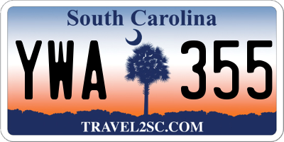 SC license plate YWA355