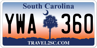 SC license plate YWA360