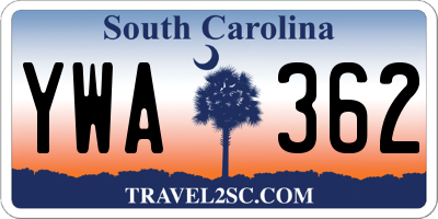 SC license plate YWA362