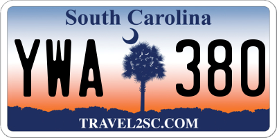 SC license plate YWA380