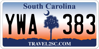 SC license plate YWA383