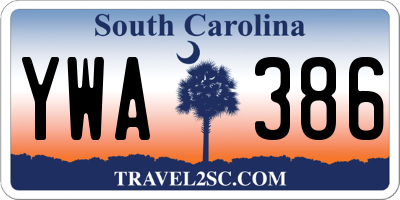 SC license plate YWA386