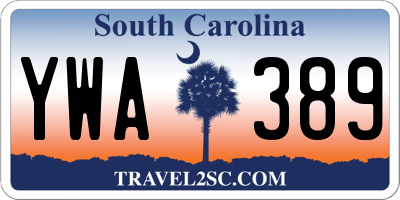 SC license plate YWA389