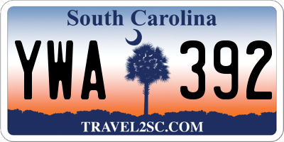 SC license plate YWA392