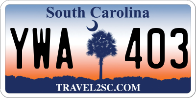 SC license plate YWA403