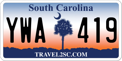 SC license plate YWA419