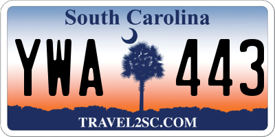 SC license plate YWA443