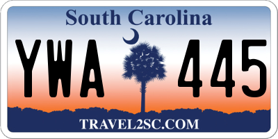 SC license plate YWA445