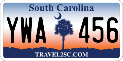 SC license plate YWA456