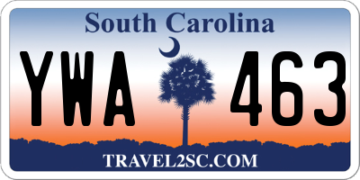 SC license plate YWA463