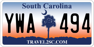 SC license plate YWA494