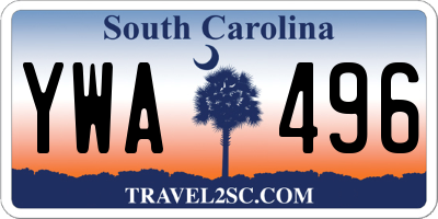 SC license plate YWA496