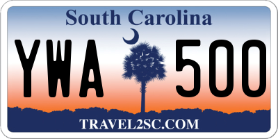 SC license plate YWA500