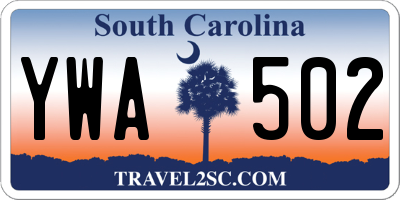 SC license plate YWA502