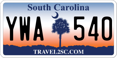 SC license plate YWA540
