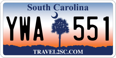 SC license plate YWA551